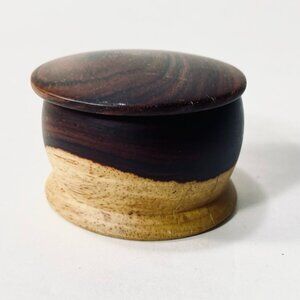 Small Lidded Hand Turned Wooden Round Box or Jar